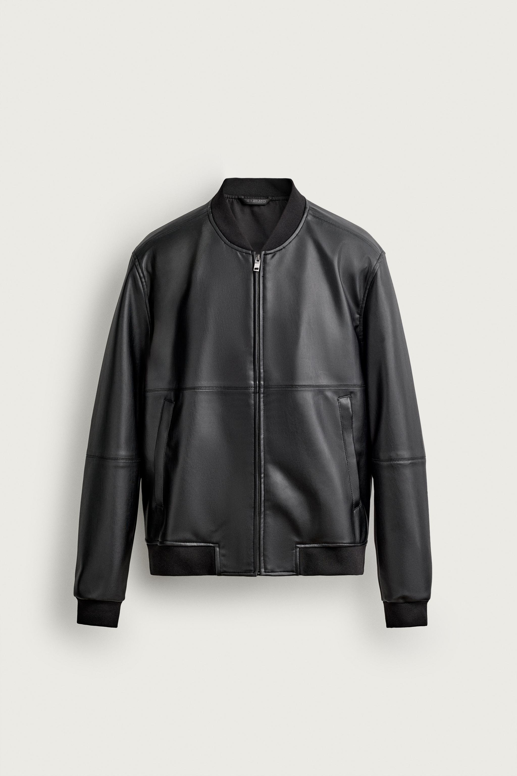 フェイクレザー ボンバージャケット - ブラック | ZARA Japan / 日本