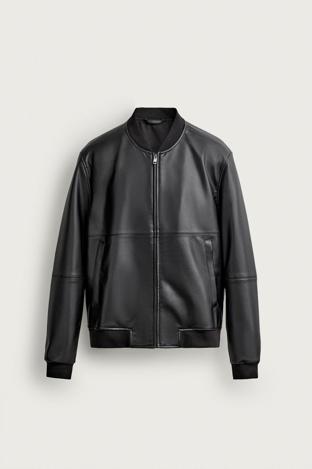 LEATHER-EFFECT BOMBER JACKET