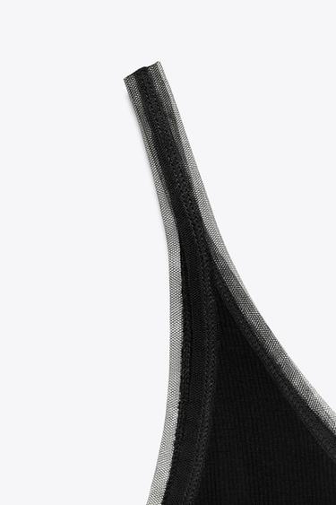 TULLE COMBINATION T-SHIRT - Black by Zara