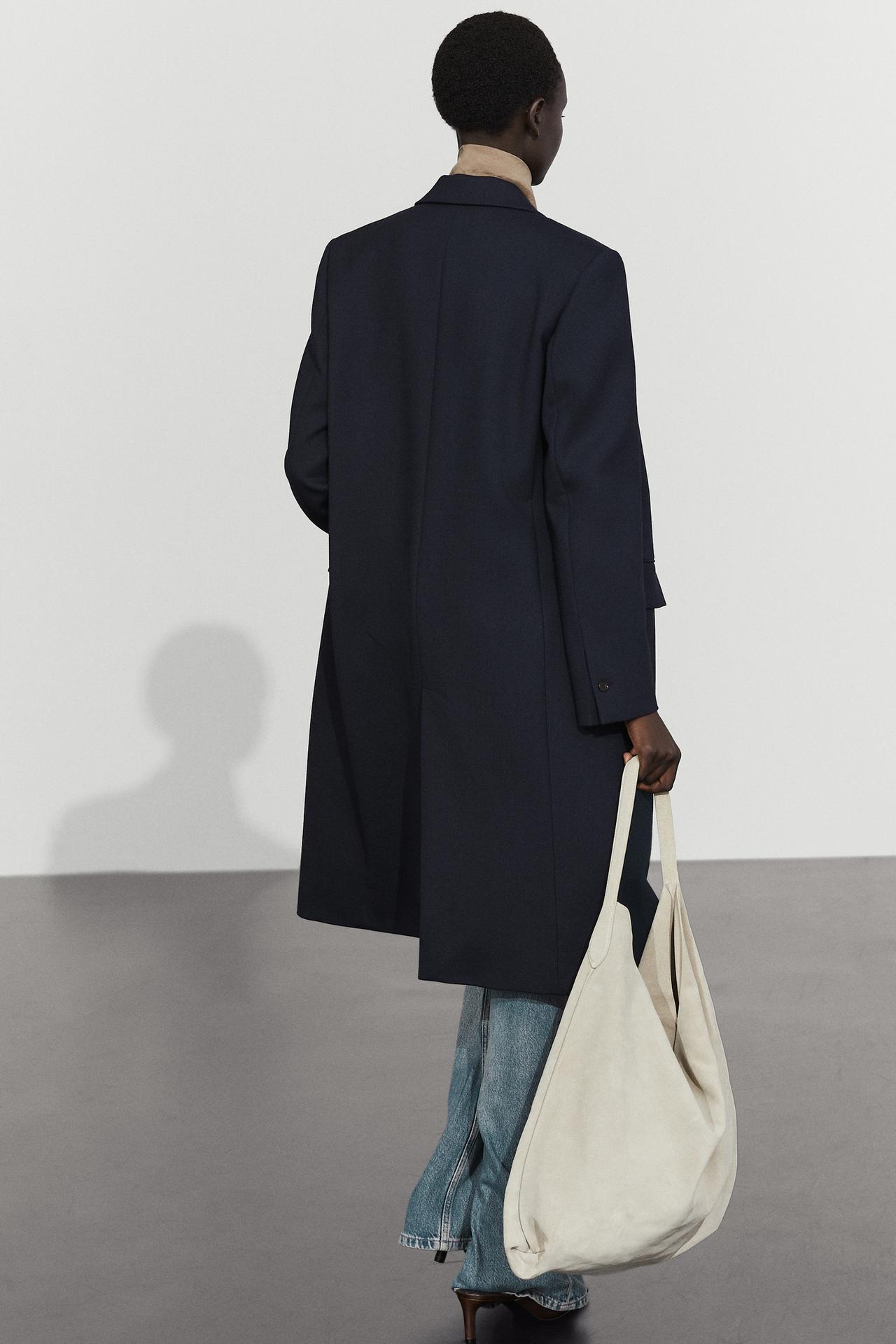 Wool blend coat — Navy blue