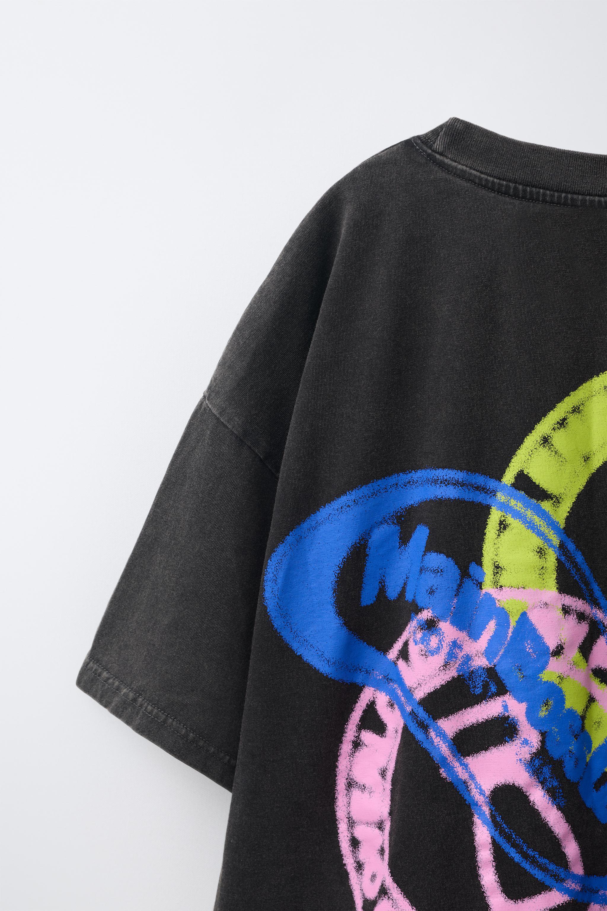Детские футболки Zara WASHED EFFECT PRINTED T-SHIRT — фото 5