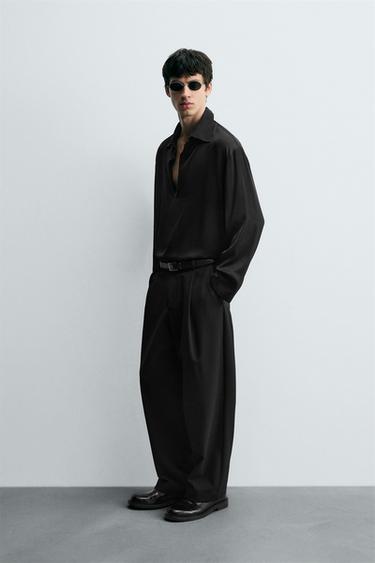 CHEMISE POLO SATINÉE - Noir de Zara - Image 3
