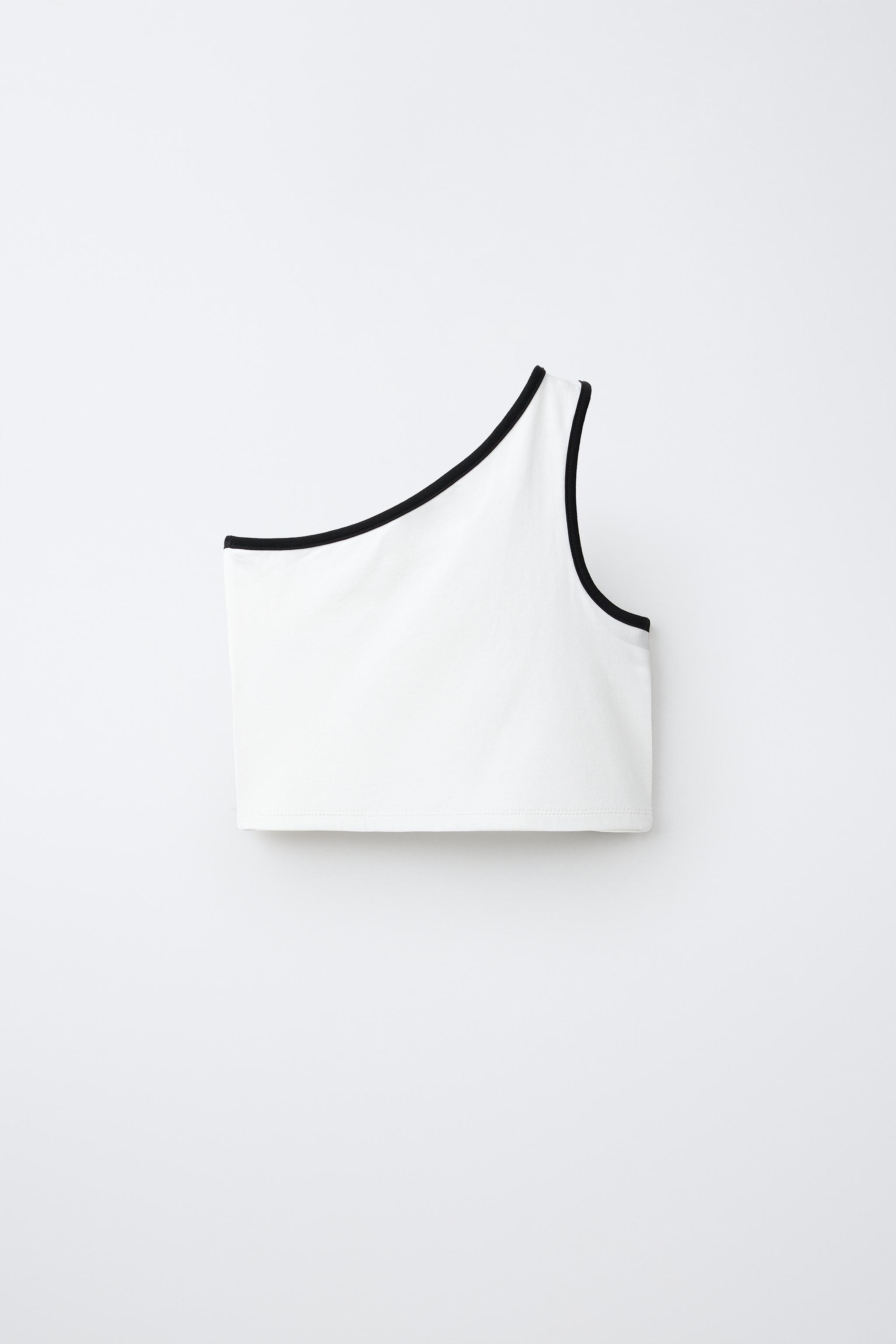ASYMMETRIC CONTRAST TRIM TOP — White