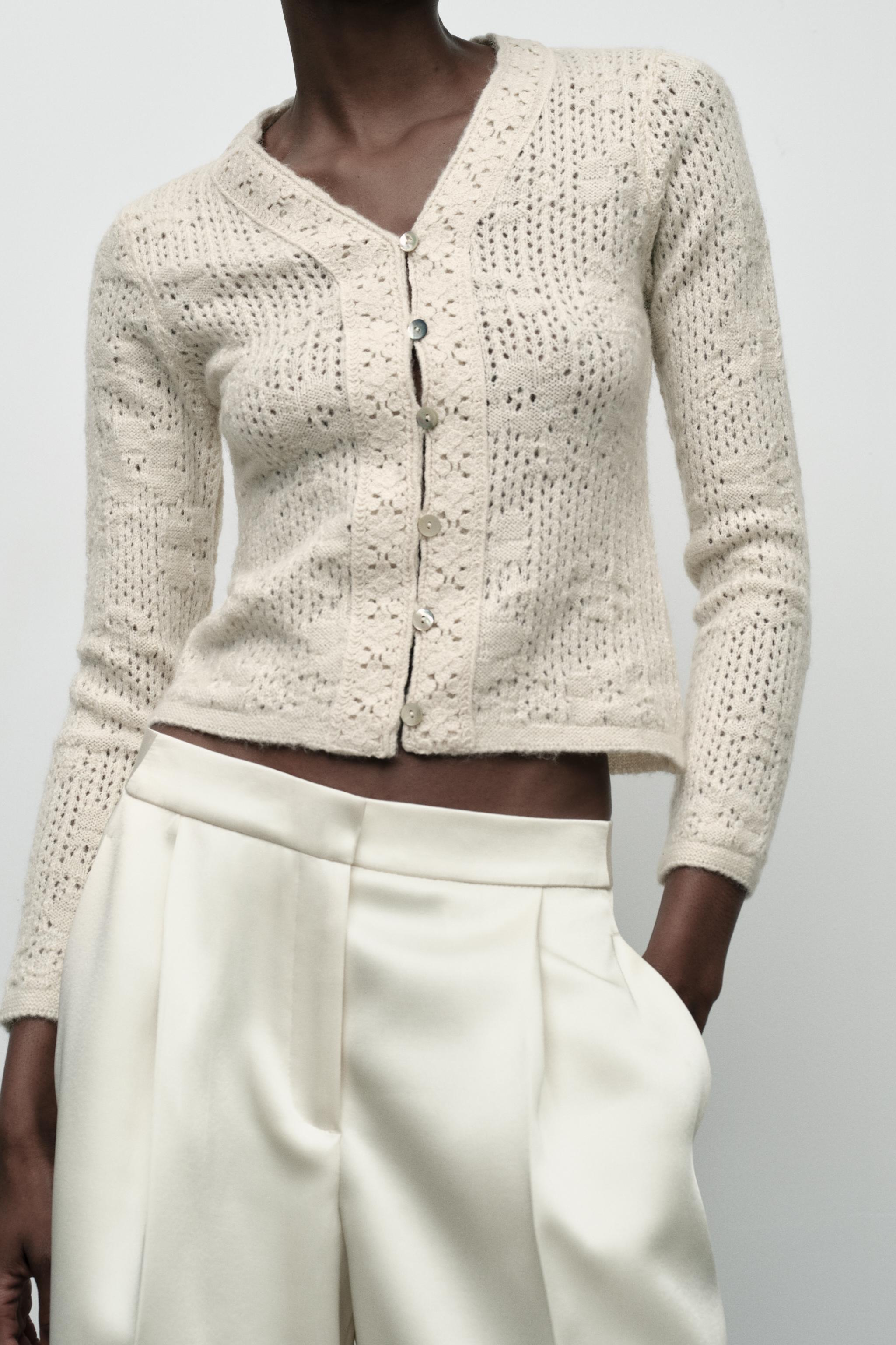 Zara • Pointelle Knit offers Grandma Cardigan