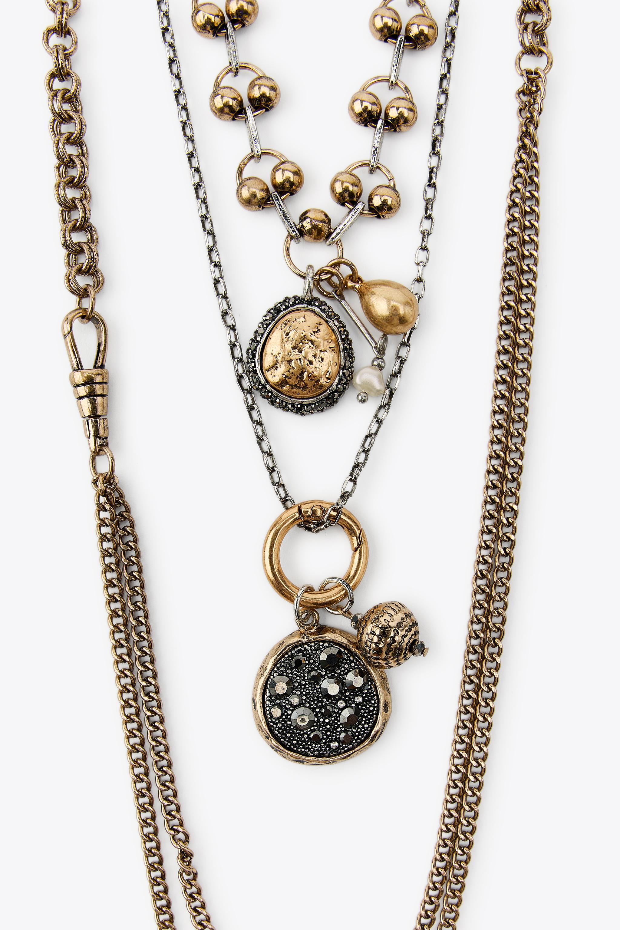 3-PACK OF COMBINATION COIN CHAIN NECKLACES - Gold / Silver