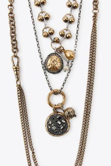 3-PACK OF ASSORTED CHAIN NECKLACES WITH COINS - Gold / Silver by Zara - Image 3