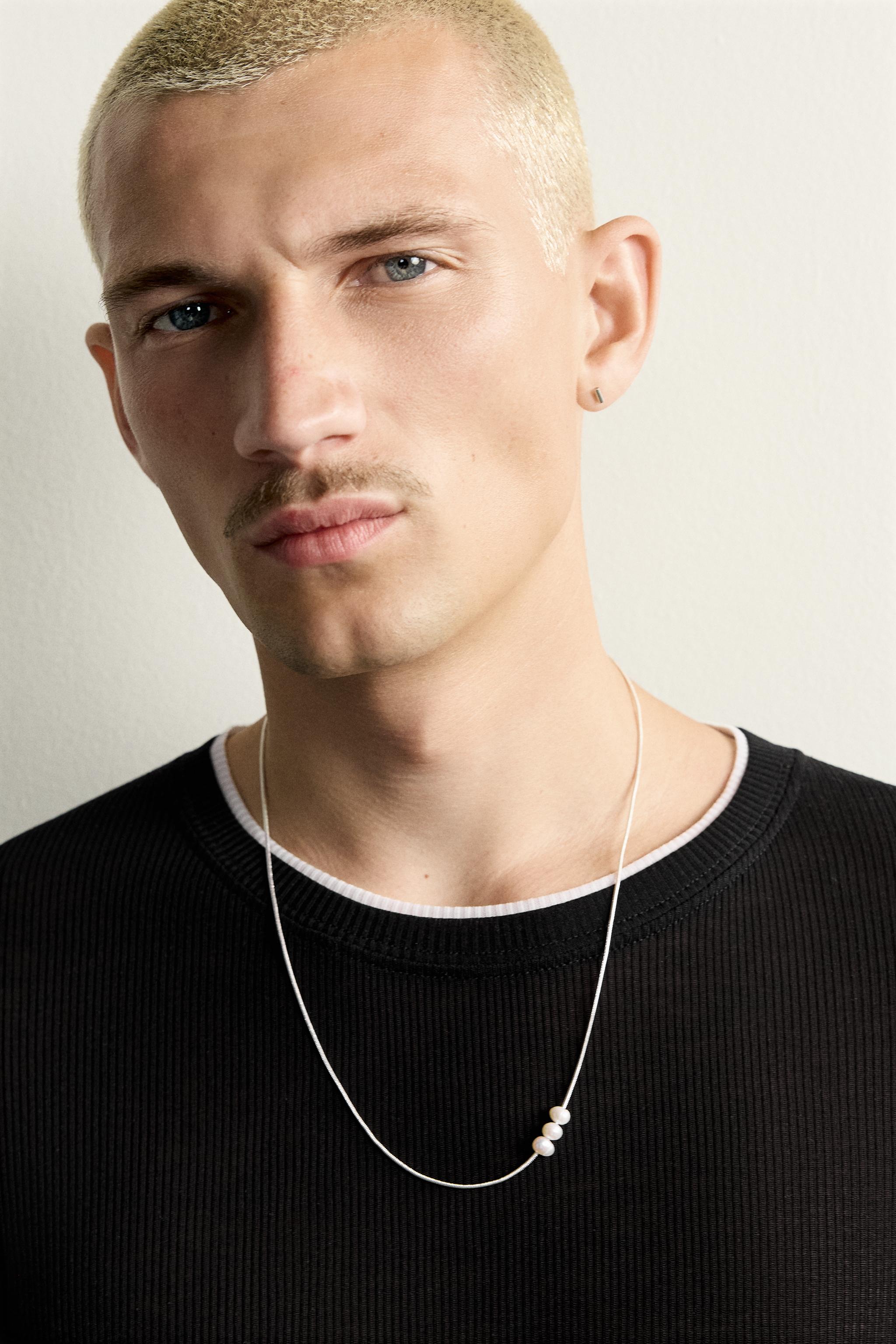 Мужские аксессуары Zara COMBINED PEARL NECKLACE