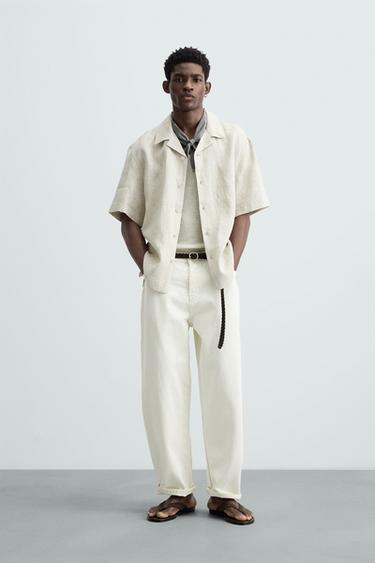 100% LINEN RELAXED FIT SHIRT - Light beige by Zara - Image 0