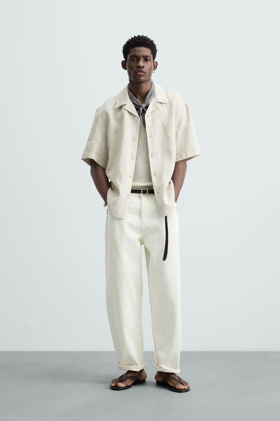 CAMISA RELAXED FIT 100% LINHO - Bege-claro da Zara - Imagem 0