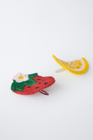 TWO-PACK OF CROCHET FRUIT HAIR CLIPS - Red by Zara