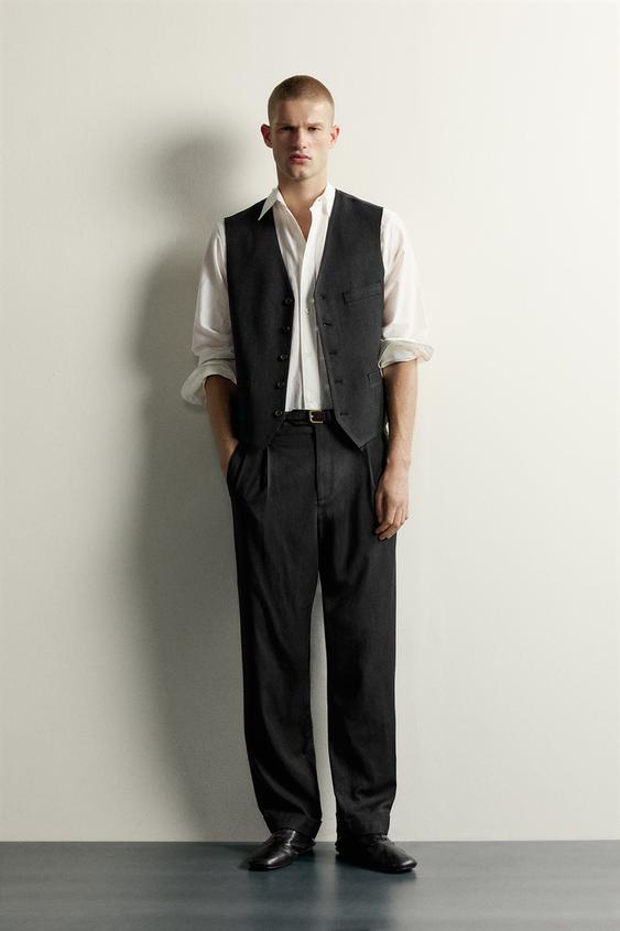 CHALECO TRAJE RAYAS - Negro de Zara - Imagen 0