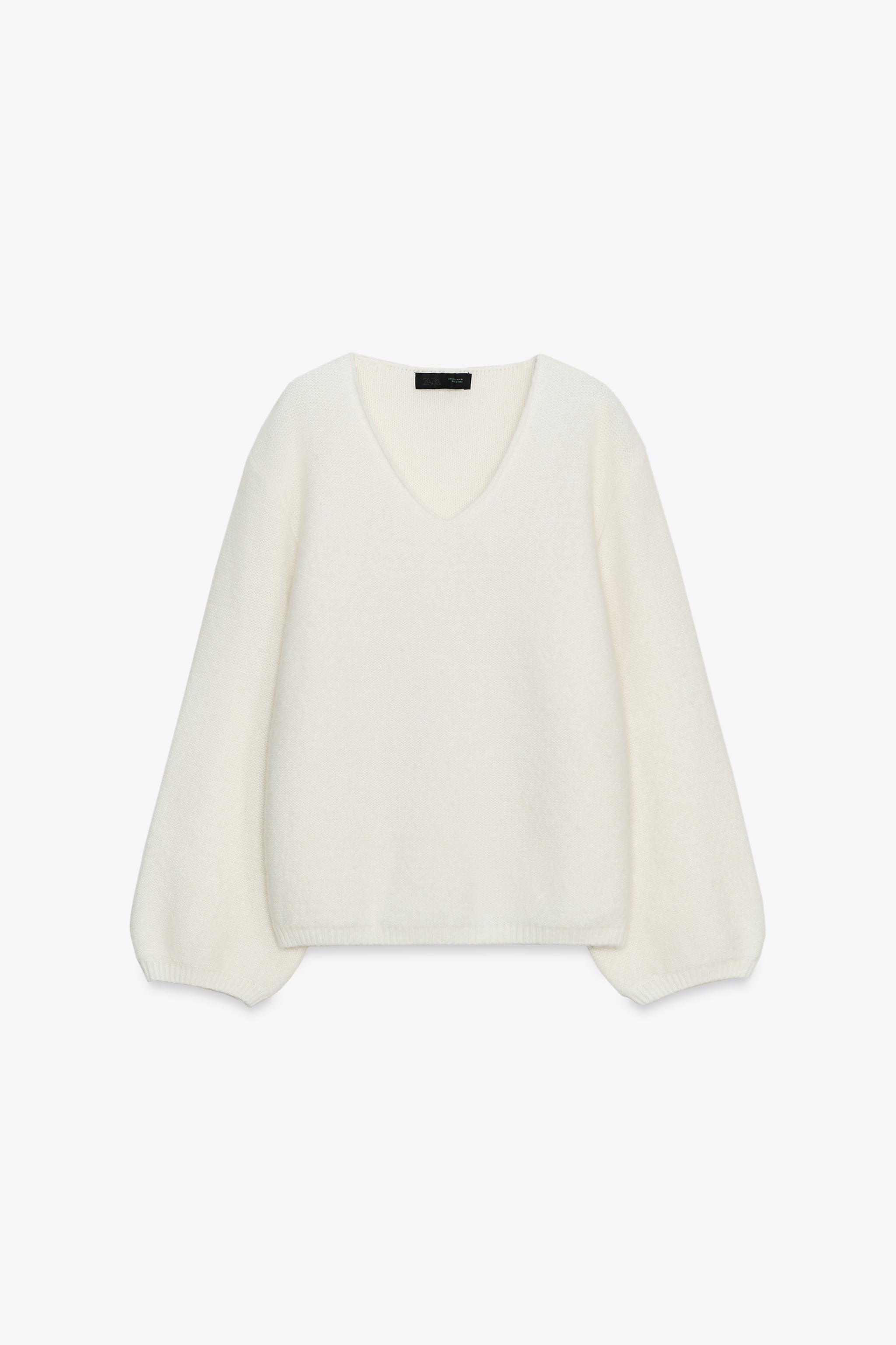 新品☆ZARA ザラ パフスリーブニットセーター トップス エクリュ m ウール混パフスリーブニットセーター - エクリュ | ZARA Japan