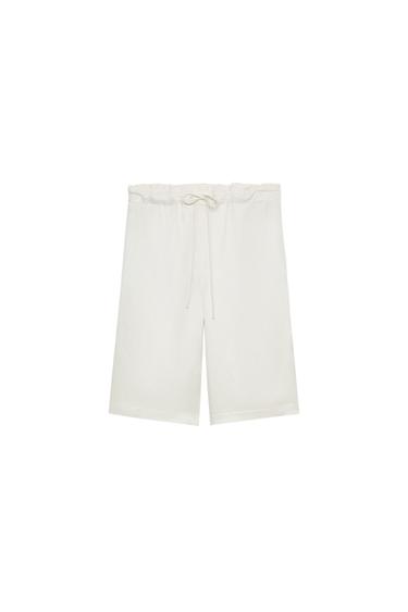 ZW COLLECTION PYJAMA-STYLE BERMUDA SHORTS - Ecru by Zara
