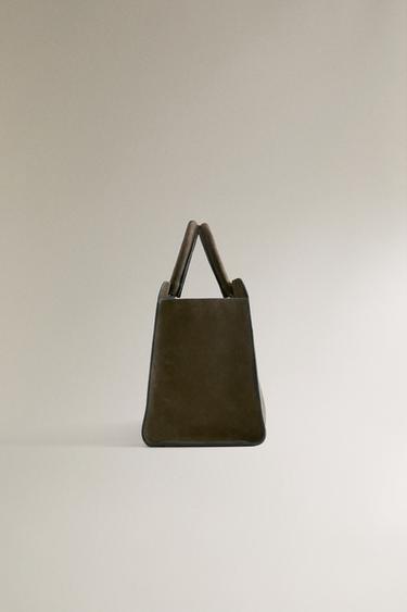 NUBUCK LEATHER MINI TOTE BAG - Green by Zara - Image 2