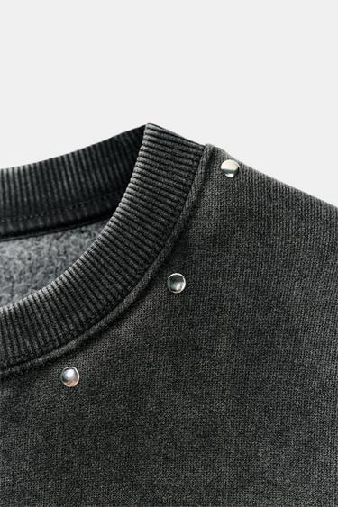 SWEAT DÉLAVÉ À INSCRIPTION - Gris anthracite de Zara - Image 7
