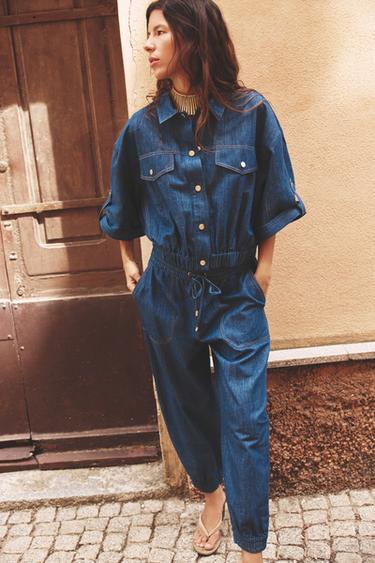 Zara SHORT-SLEEVE LINEN JACKET - Indigo - Image 0