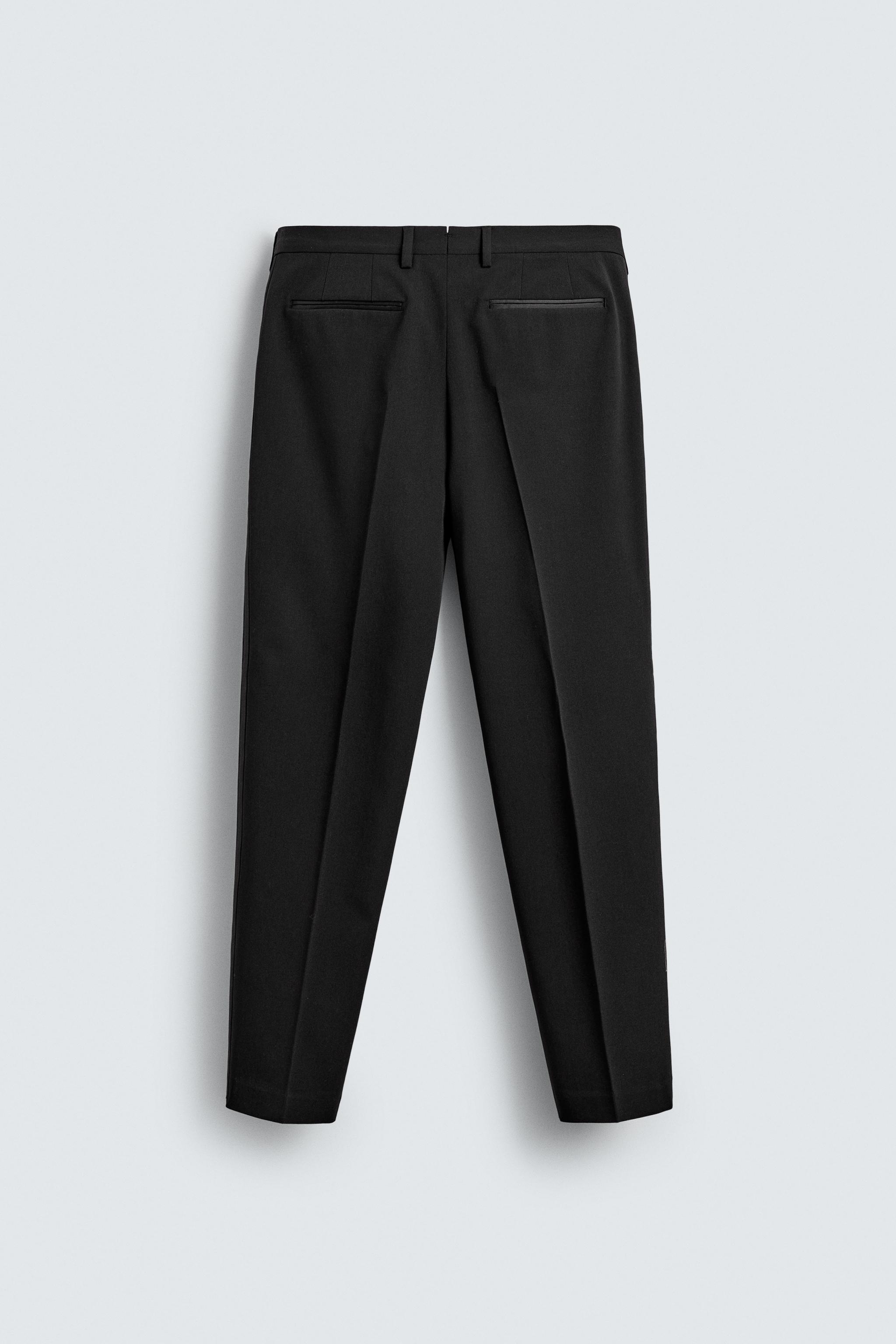 REGULAR FIT TUXEDO PANTS WITH BANDS - Black | ZARA United States