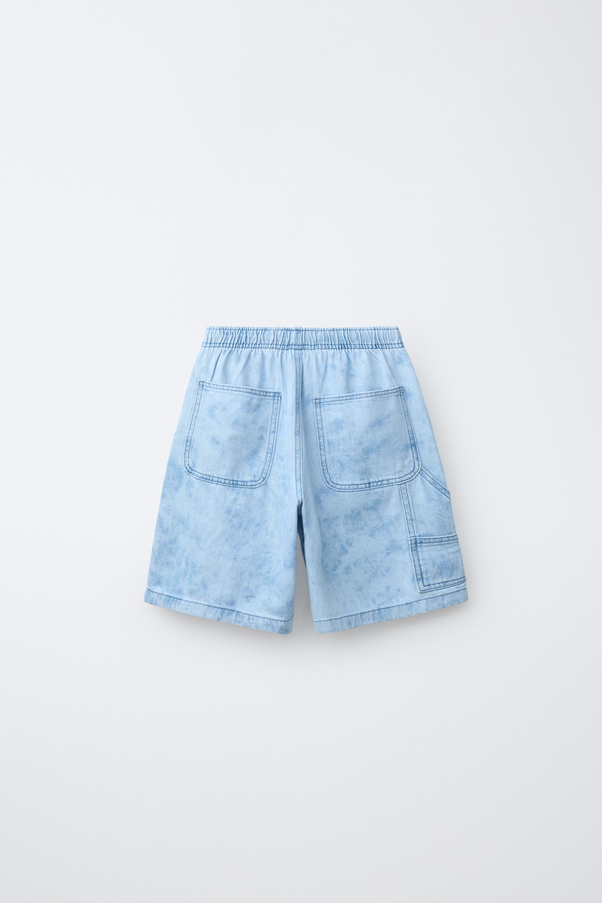 TIE-DYE DENIM SHORTS — Light blue (alternate view)