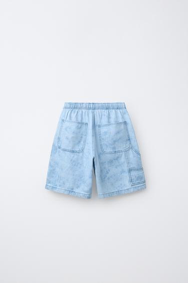 TIE-DYE DENIM BERMUDA SHORTS - Light blue by Zara - Image 1