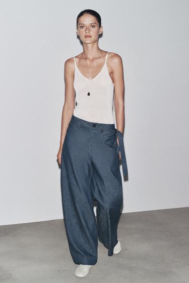 PANTALÓN WIDE LEG ZW COLLECTION - Azul de Zara - Imagen 0