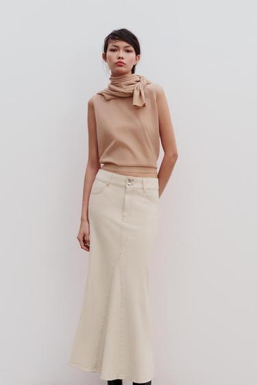 FINE KNIT SHORT SLEEVE WOOL TOP - Dark beige by Zara - Image 0