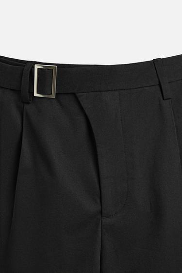 PLEATED BERMUDA SHORTS WITH BELT - Black by Zara - Image 8