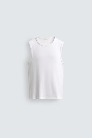 BASIC RIBBED TANK TOP - White by Zara