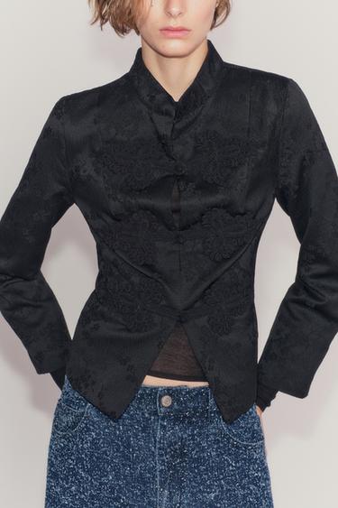 ZW COLLECTION JACQUARD JACKET WITH FROG FASTENINGS — Black 2
