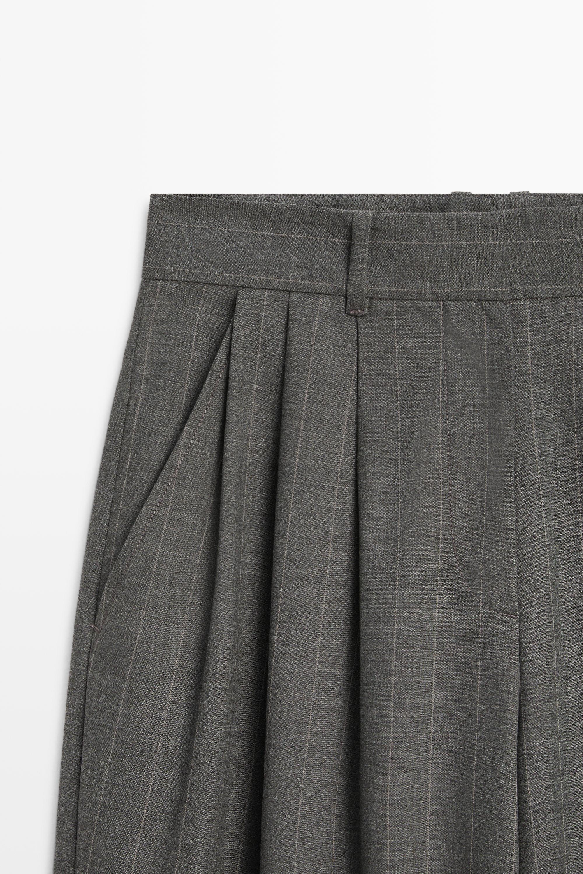 Pinstripe carrot fit pants