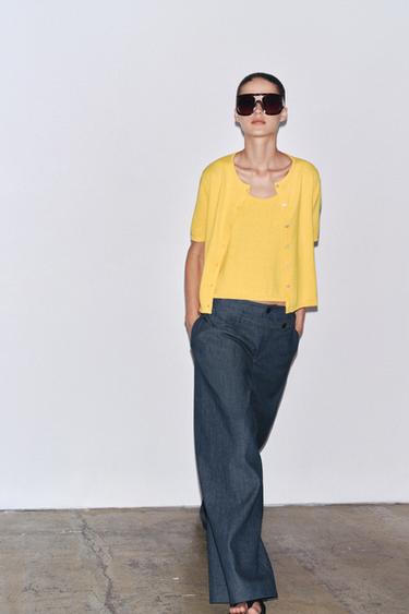 PLAIN KNIT CARDIGAN - Yellow by Zara - Image 0