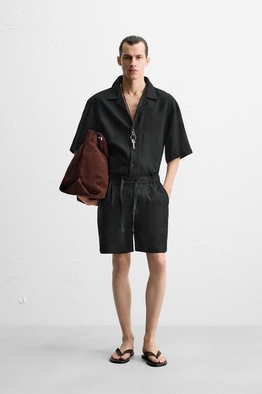 Zara RELAXED FIT 100% LINEN SET - Gray