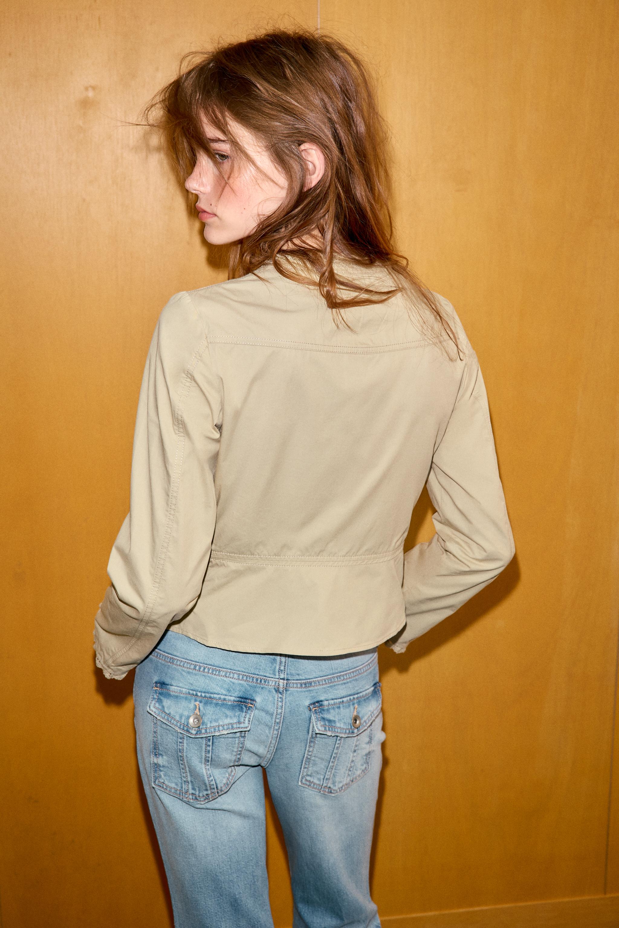 レースコンビボタンジャケット - ベージュ | ZARA Japan / 日本
