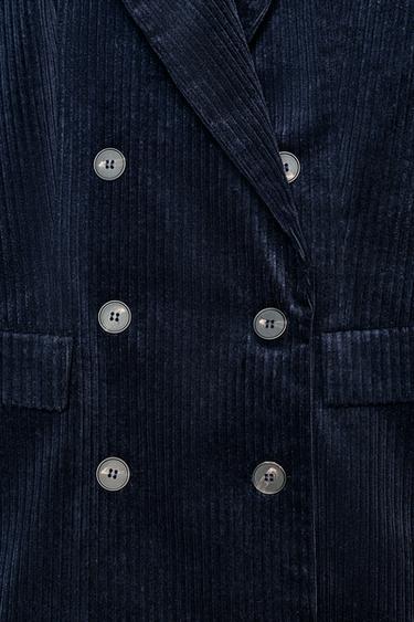 CORDUROY BLAZER WITH SHOULDER PADS - Navy blue by Zara - Image 8