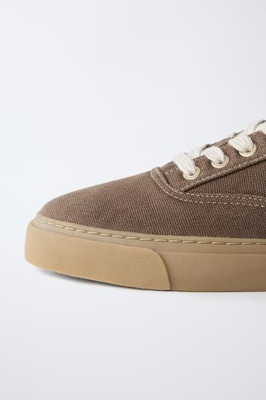 LACE-UP SNEAKERS - Brown by Zara - Image 3