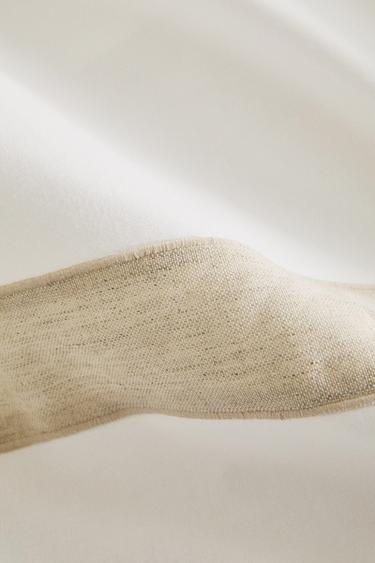 DUVET COVER WITH LINEN BORDER - White by Zara - Image 2