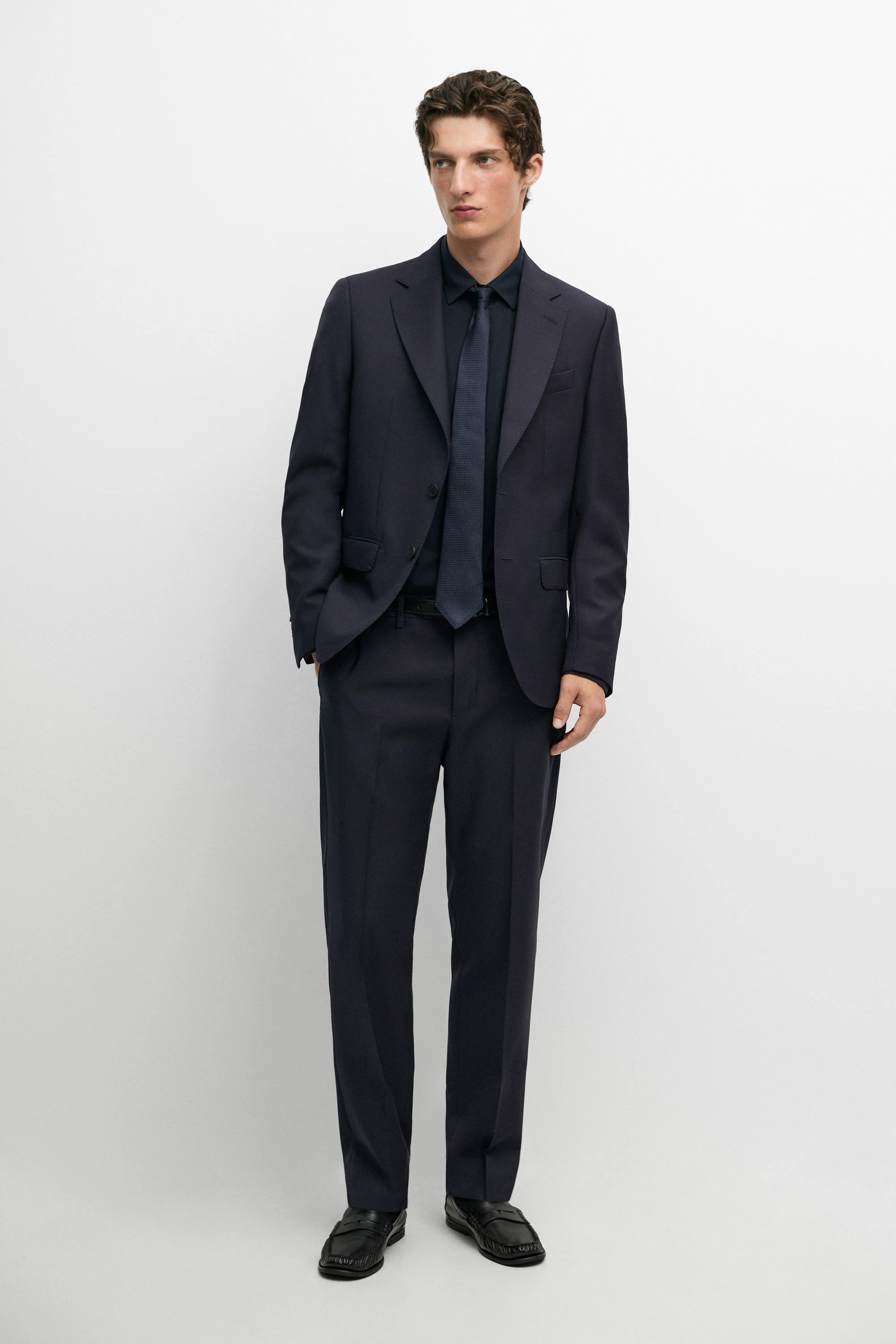 Textured suit pants — Navy blue