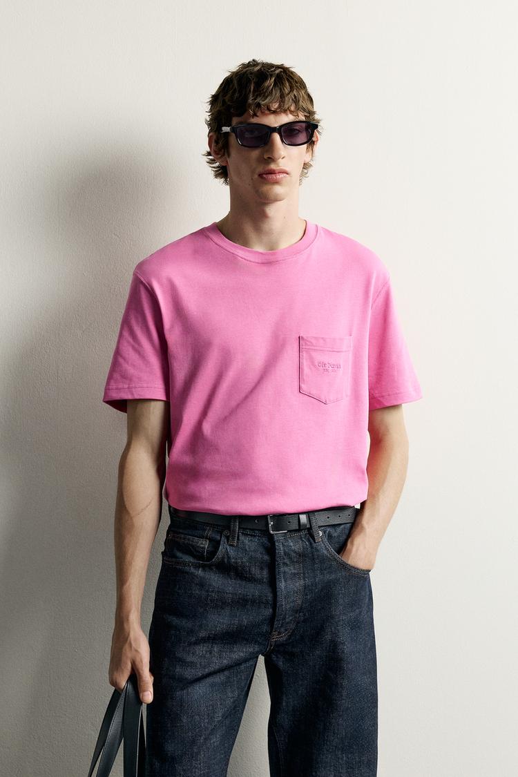 0FR. PARIS X ZARA EMBROIDERED POCKET T-SHIRT