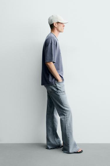 WASHED T-SHIRT WITH STUD PRINT - Blue by Zara - Image 3