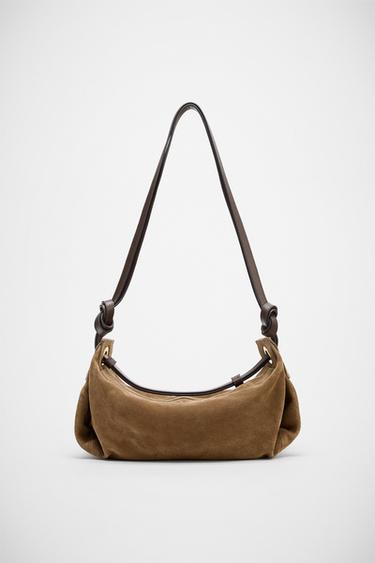 BORSA A SECCHIELLO ALLUNGATA IN PELLE - SABBIA/MARRONE di Zara