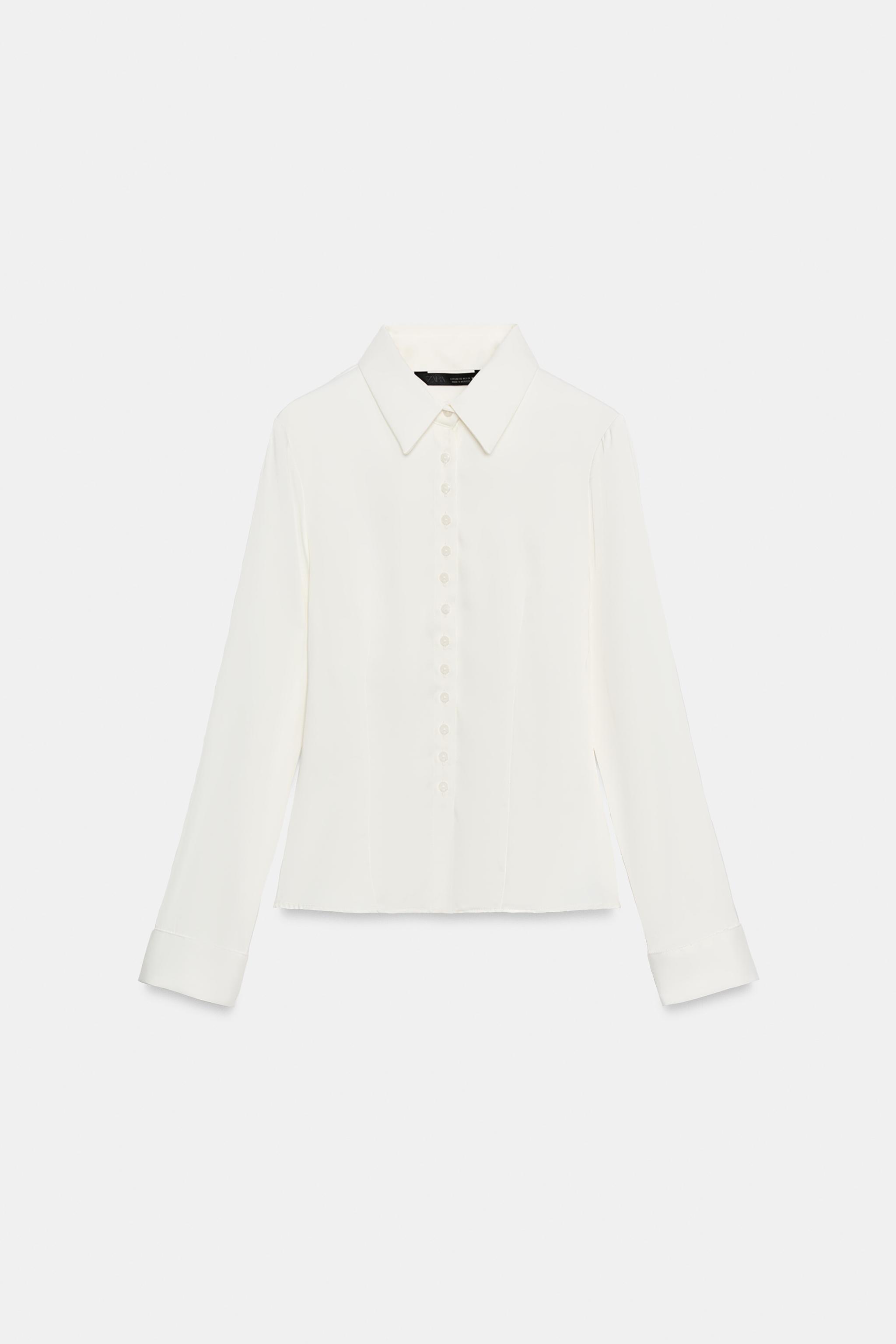 Zara FITTED SATIN SHIRT — фото 7