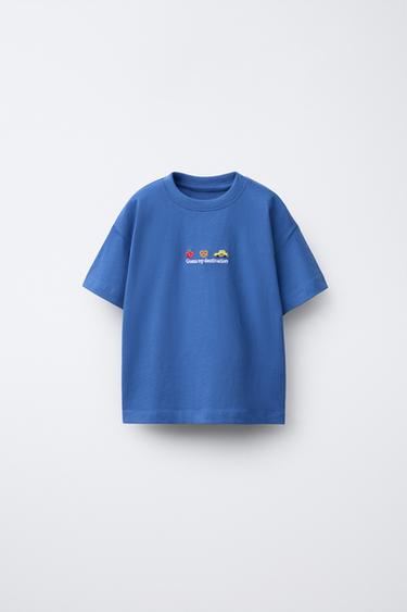 Zara 刺繡 T 恤 - 中藍色