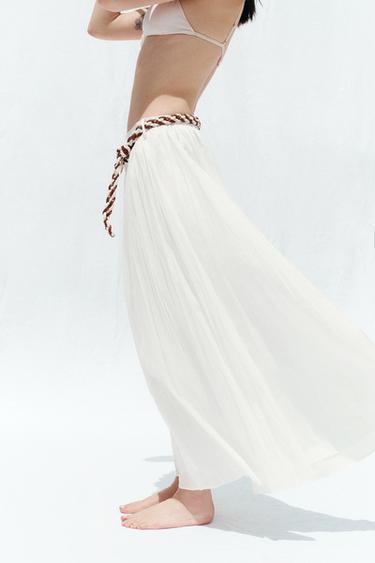 BRAIDED BELT MIDI SKIRT - White by Zara - Image 5