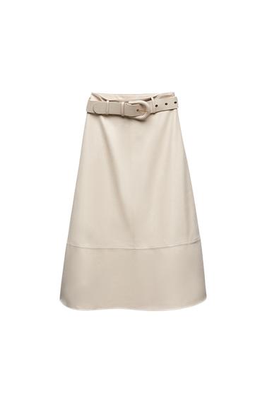 FAUX LEATHER MIDI SKIRT