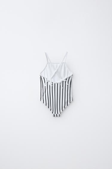 2-6 YEARS / STRIPED TEXTURED SWIMSUIT - Ecru / Black by Zara - Image 1