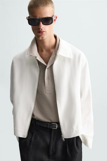 100% LINEN JACKET - White by Zara - Image 6