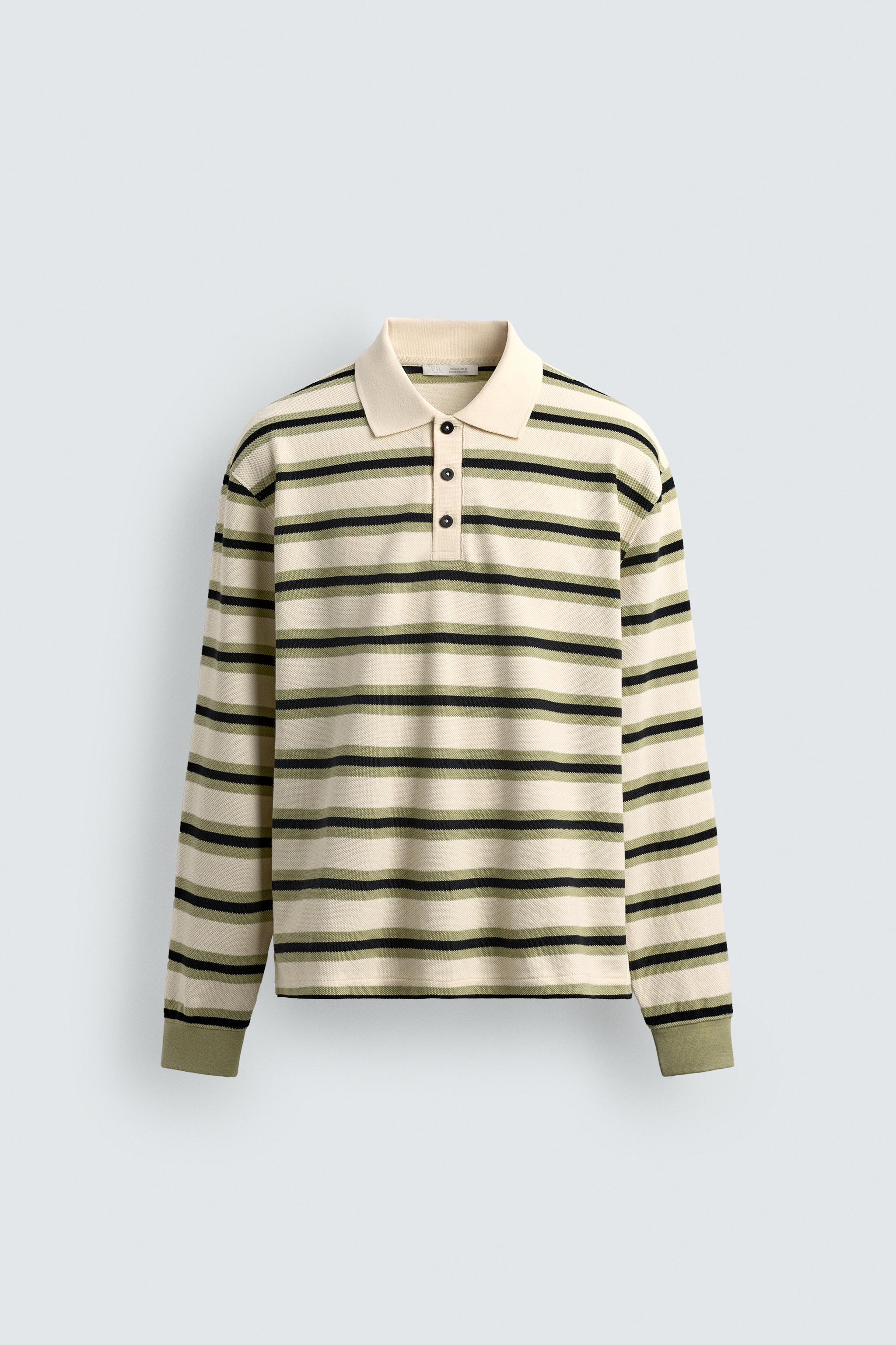 STRIPED TEXTURED POLO SHIRT - brown/white | ZARA South Africa