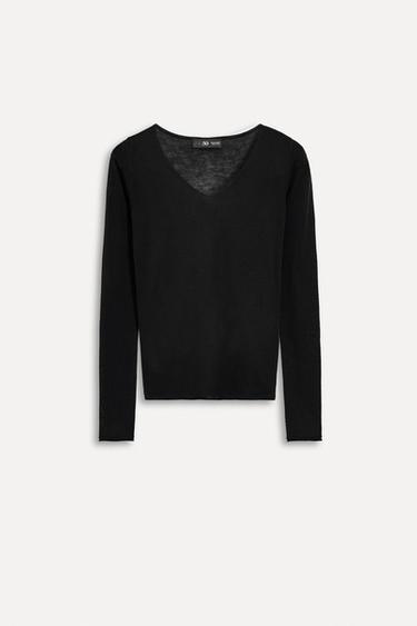 WOOL AND SILK BLEND SWEATER 50TH ANNIVERSARY - Black by Zara