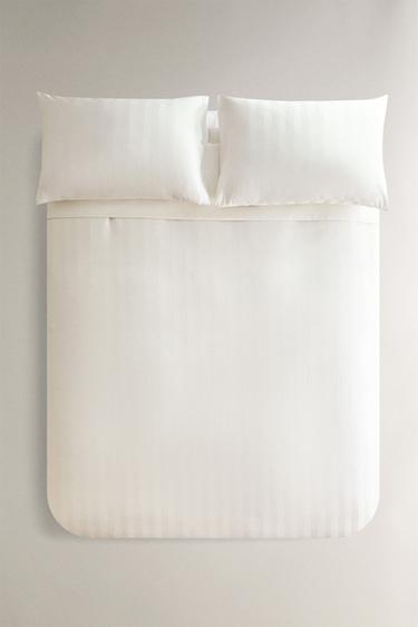 STRIPED SATEEN DUVET COVER (500 THREAD COUNT) - بيج الخاص بـ Zara - صورة 0