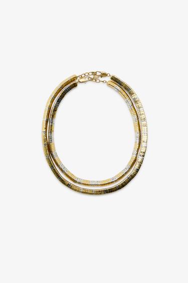 SET VAN 2 GECOMBINEERDE KETTINGEN MET METALEN ONDERDELEN - Goud / Zilver van Zara