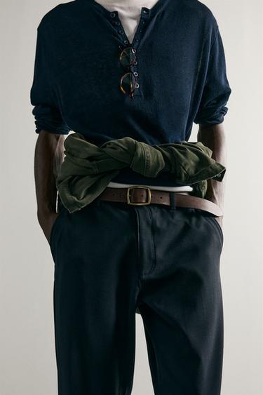 COMFORT TEXTURED CHINO TROUSERS - Dark navy by Zara